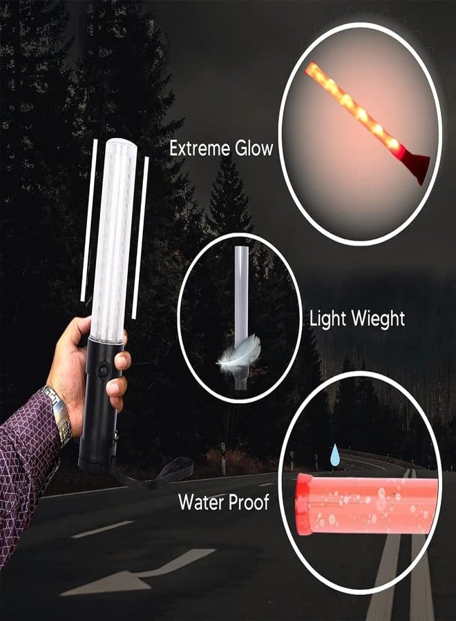 CREWBOLT 28 CM Waterproof LED Traffic Baton | Flashing Red & Green Road Safety Signal | Emergency Reflector Light Stick | Self-Defense Safety Rod - Image 3